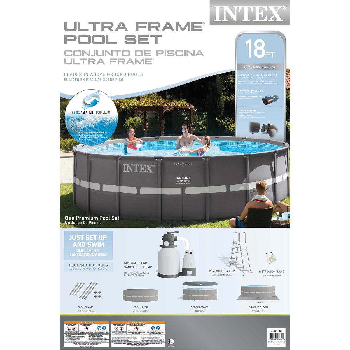 18ft X 52in Ultra Frame Pool Set with Sand Filter Pump O6908