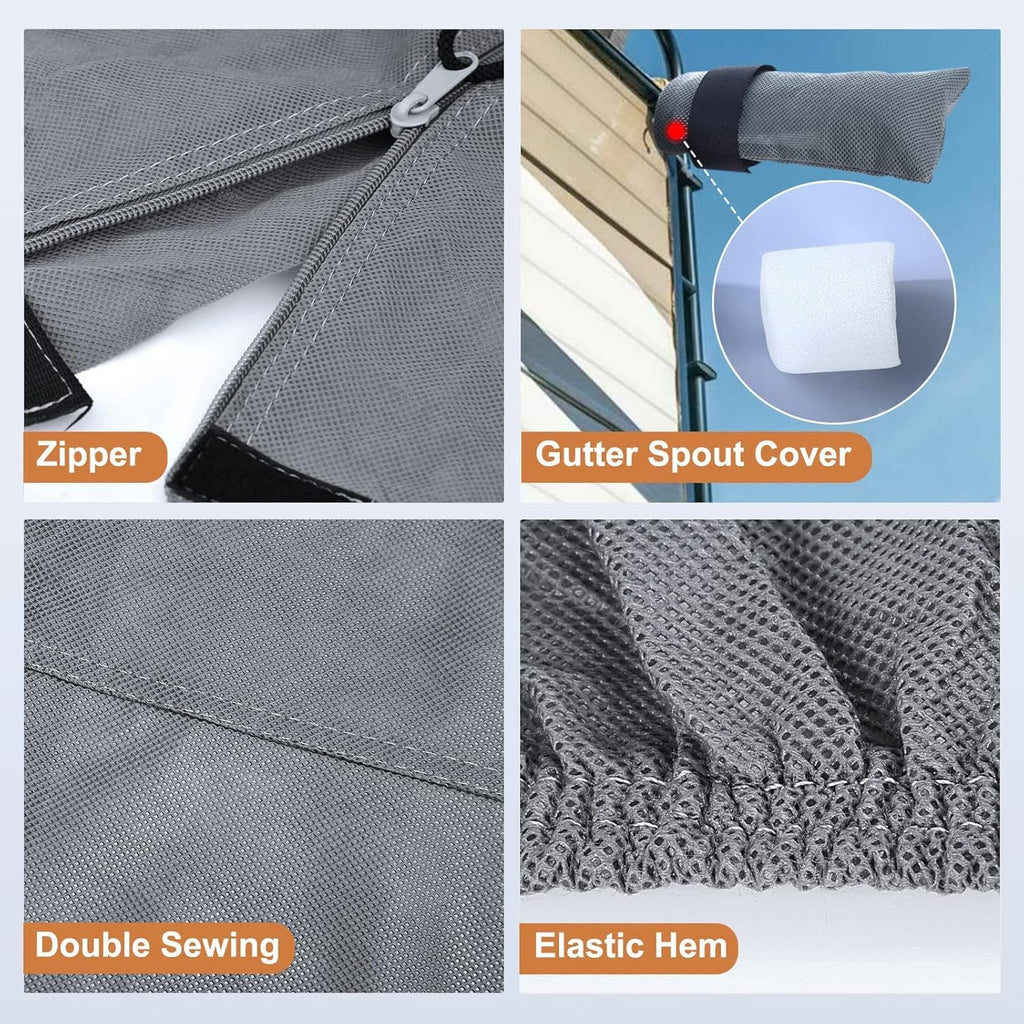 6 Layers 5th Wheel RV Cover with 2Pcs Extra Straps & Gutter Spout Covers T2596