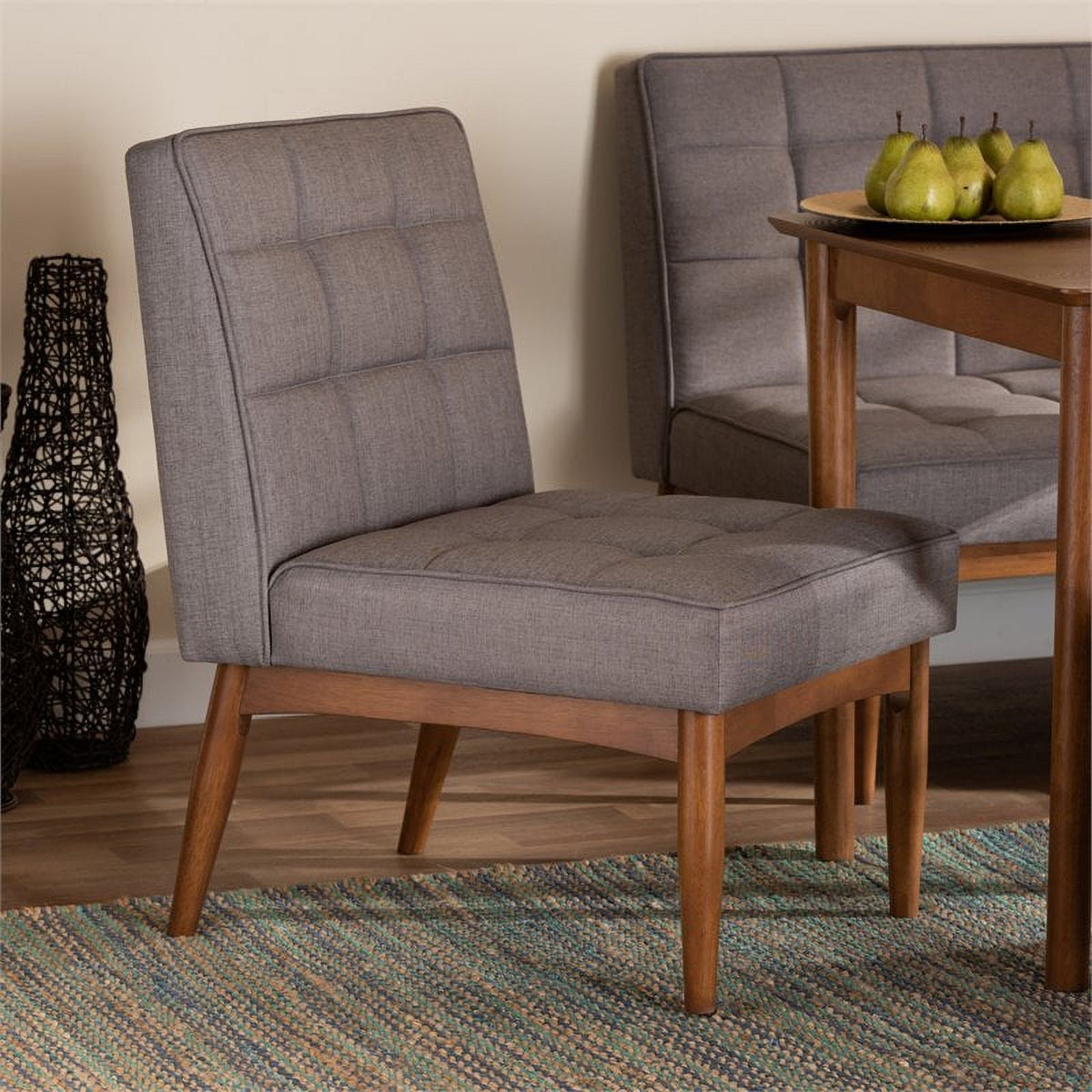 Grey and Walnut Brown Wood Dining Chair T75786