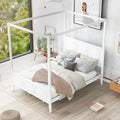 Queen Size Canopy Platform Bed with Headboard and Footboard White A4587