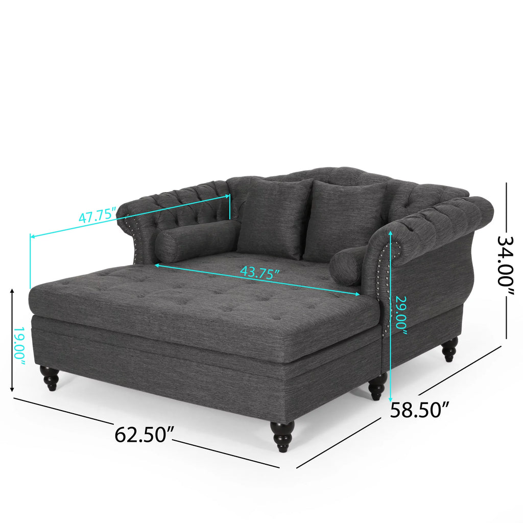 Dark Brown and Charcoal Tufted Chaise Lounge Y833140