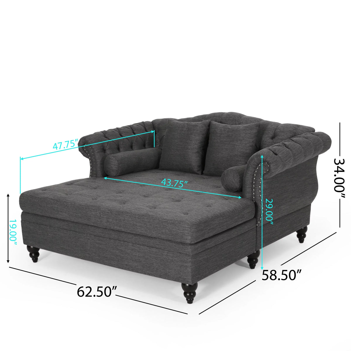 Dark Brown and Charcoal Tufted Chaise Lounge Y833140