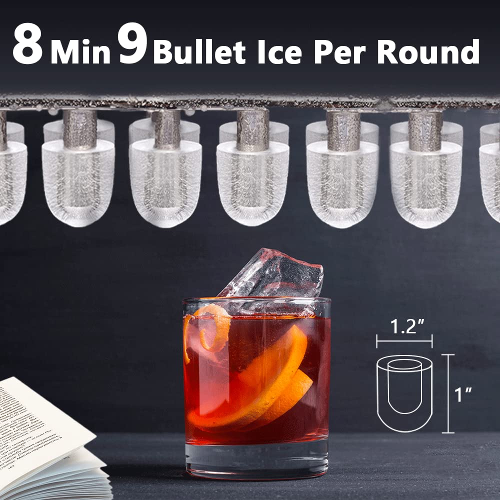 Black 26Lbs/24Hrs Portable Bullet Ice Maker with Ice Scoop/Basket L589895