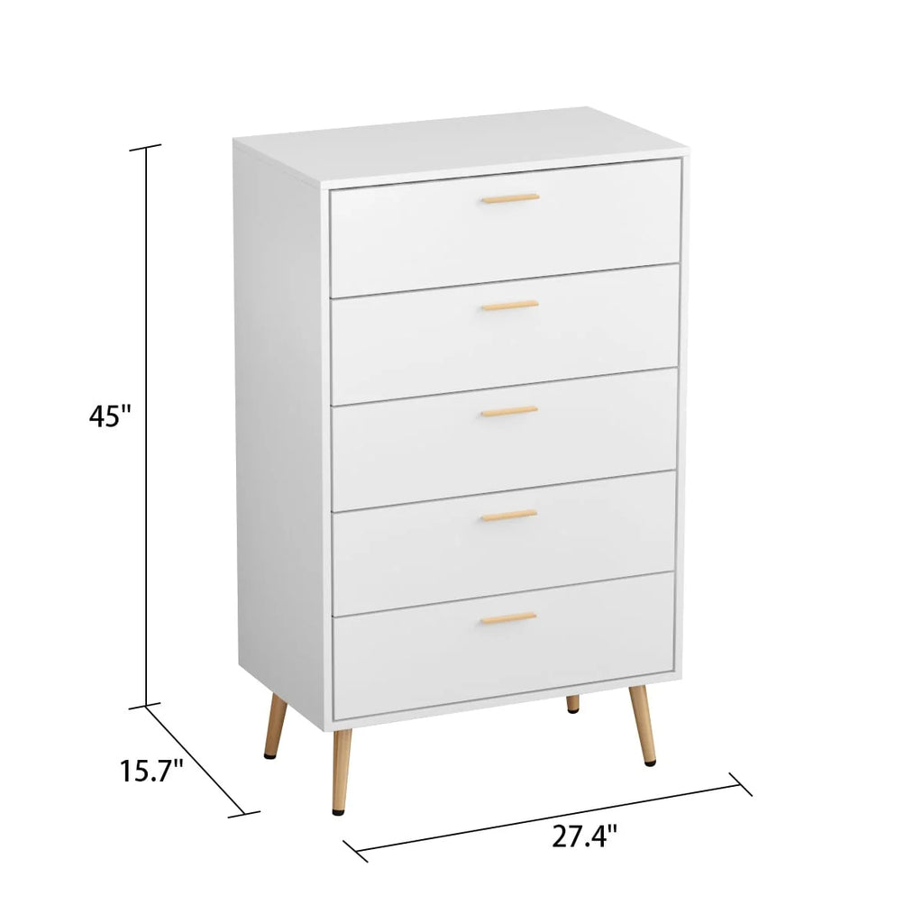 White 5 Drawer Dresser O1021
