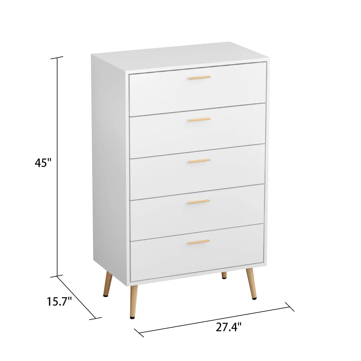 White 5 Drawer Dresser O1021