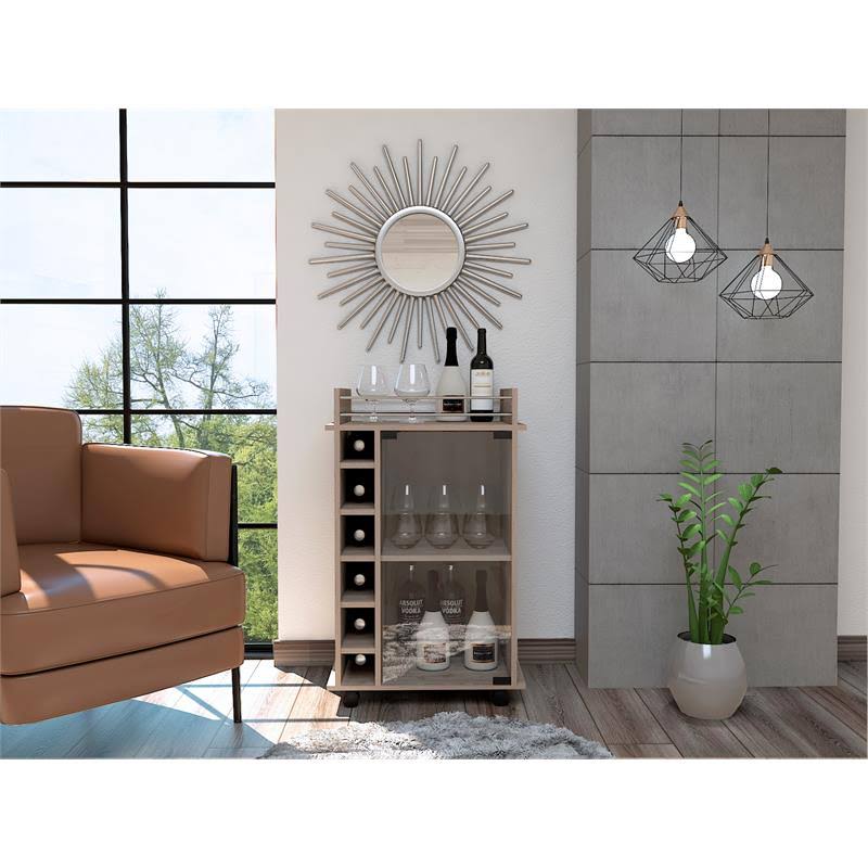 Light Gray Glass Door Bar Cart L42514