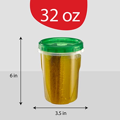 6 Pack 16 oz Green Plastic Food Storage Containers with Screw on Lid Z726