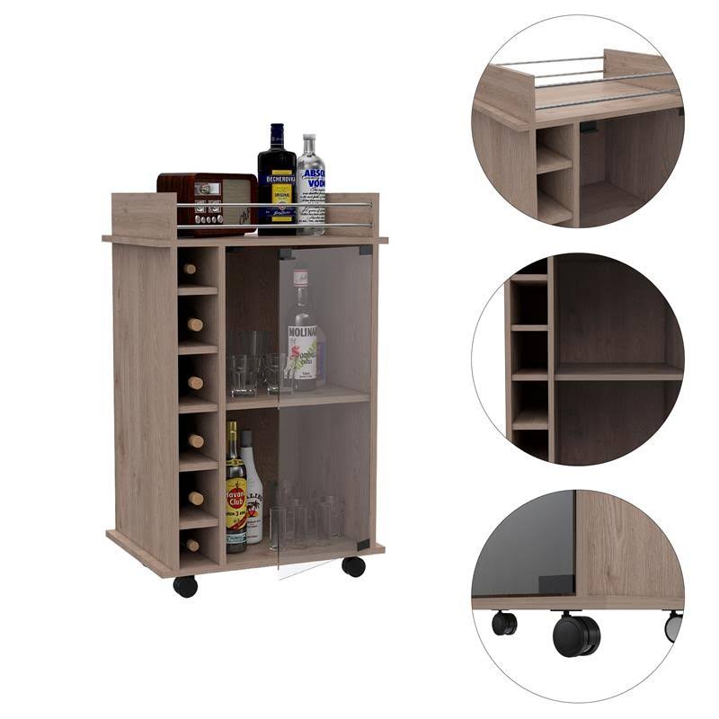 Light Gray Glass Door Bar Cart L42514