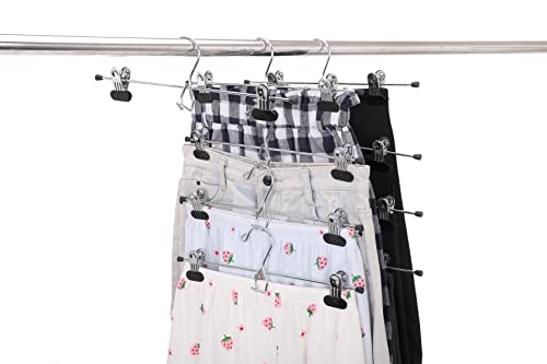 6 Pc Heavy Duty Metal Pants Hangers with Adjustable Clips O714601