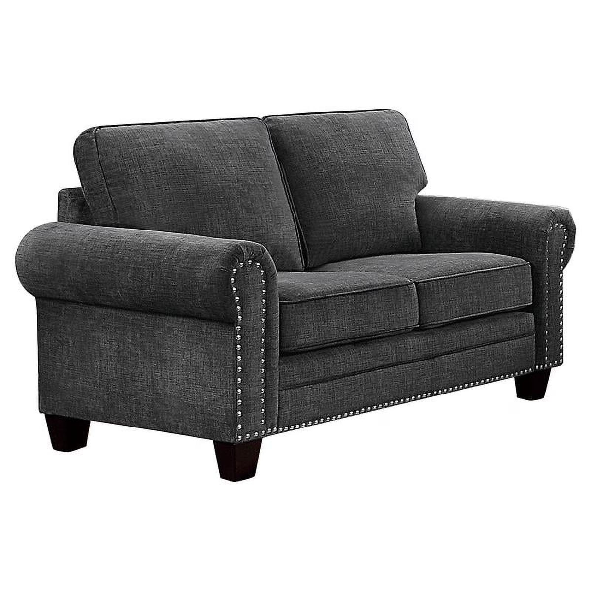 Dark Gray Microfiber Loveseat S427802