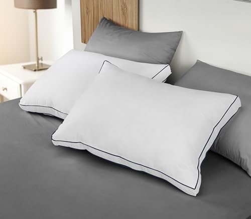 King Size White Set of 2 Gusseted Bed Pillows W647