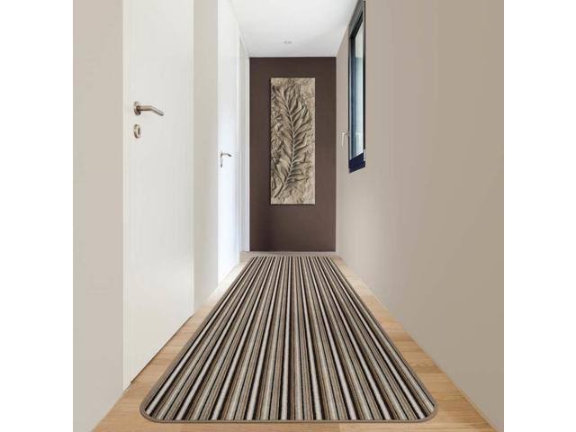 Mocha Brown Stripe Skid-Resistant Carpet Runner 8 ft. x 36 in. R255715