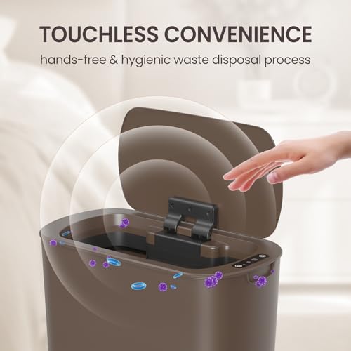 White 5 Gallon Automatic Motion Sensor Trash Can with Lid S649