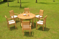 Grade-A Teak 7 Pc Outdoor Dining Set with 52" Round Table and 6 Stacking Arm Chairs L310