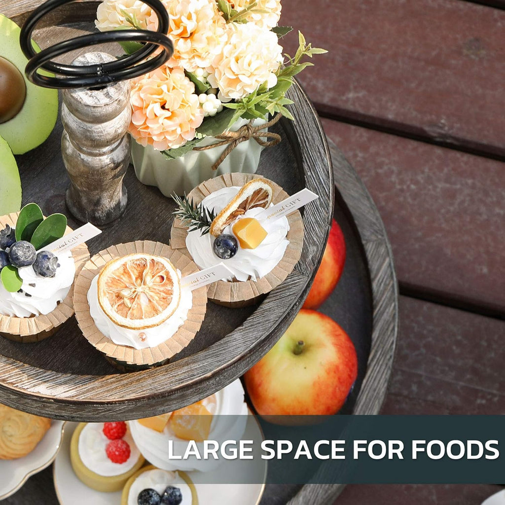 Two Tier Distressed Wood Serving Tray A2785