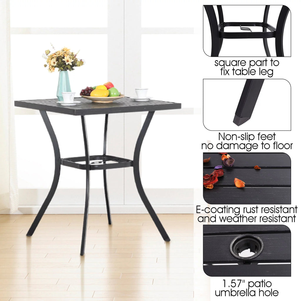 3 Pieces Patio Metal Bar Stools and Table Set L9975