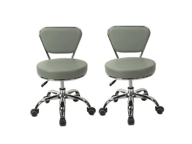 Set of 2 Grey Pedicure Stool H952