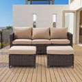 3-Piece Rattan Patio Sofa Set with Ottomans P681585