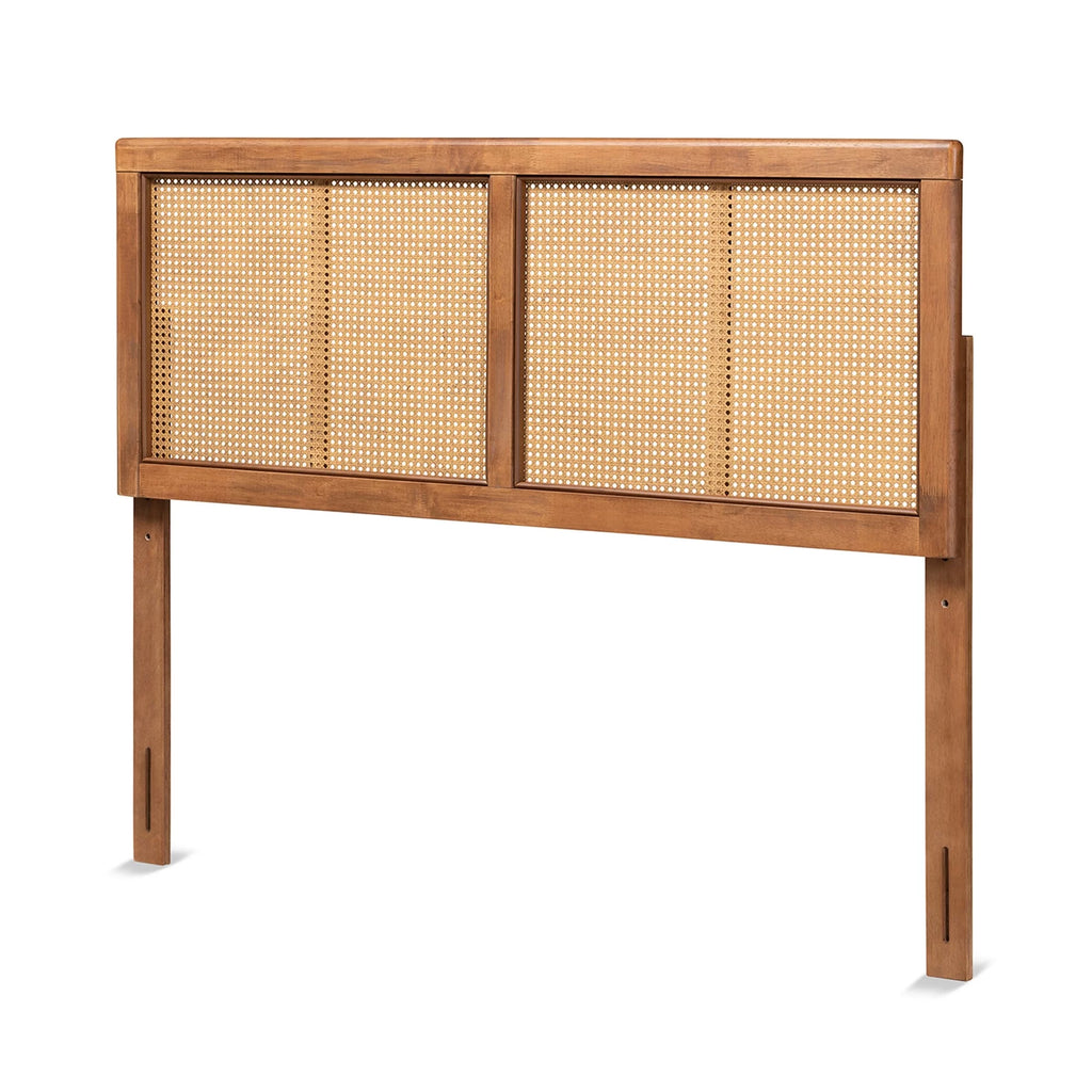 Ash Walnut Wood and Synthetic Rattan Headboard Full R209