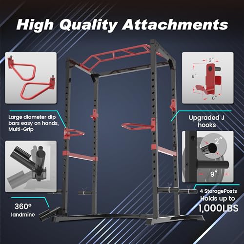 Power Cage Squat Rack with LAT Pulldown 800 lb Capacity L14770
