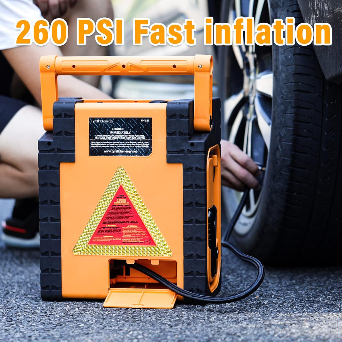 Solar Car Jump Starter 12V 1400 Peak AMPS 8-in-1 Power Station with Digital Air Compressor U701298