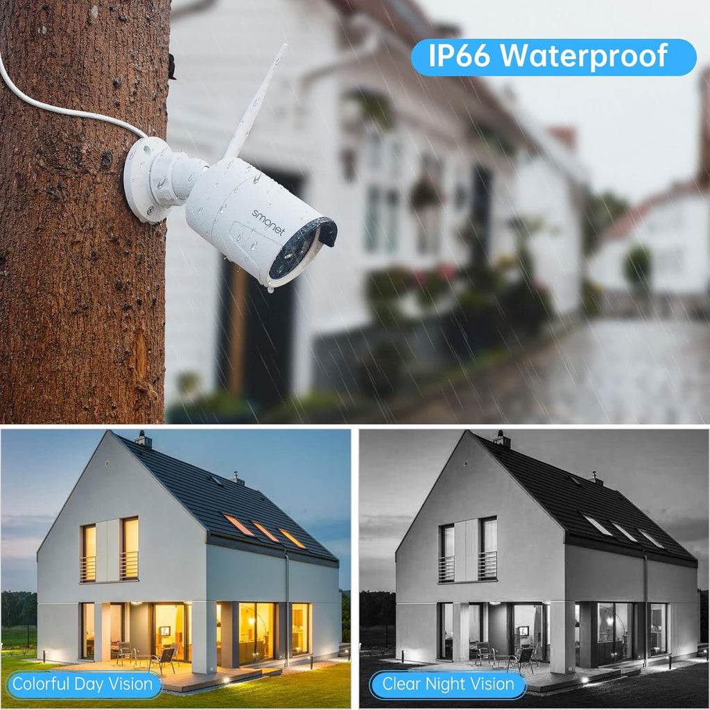 4pcs 3MP Wireless Security Camera System with Audio, Night Vision P956