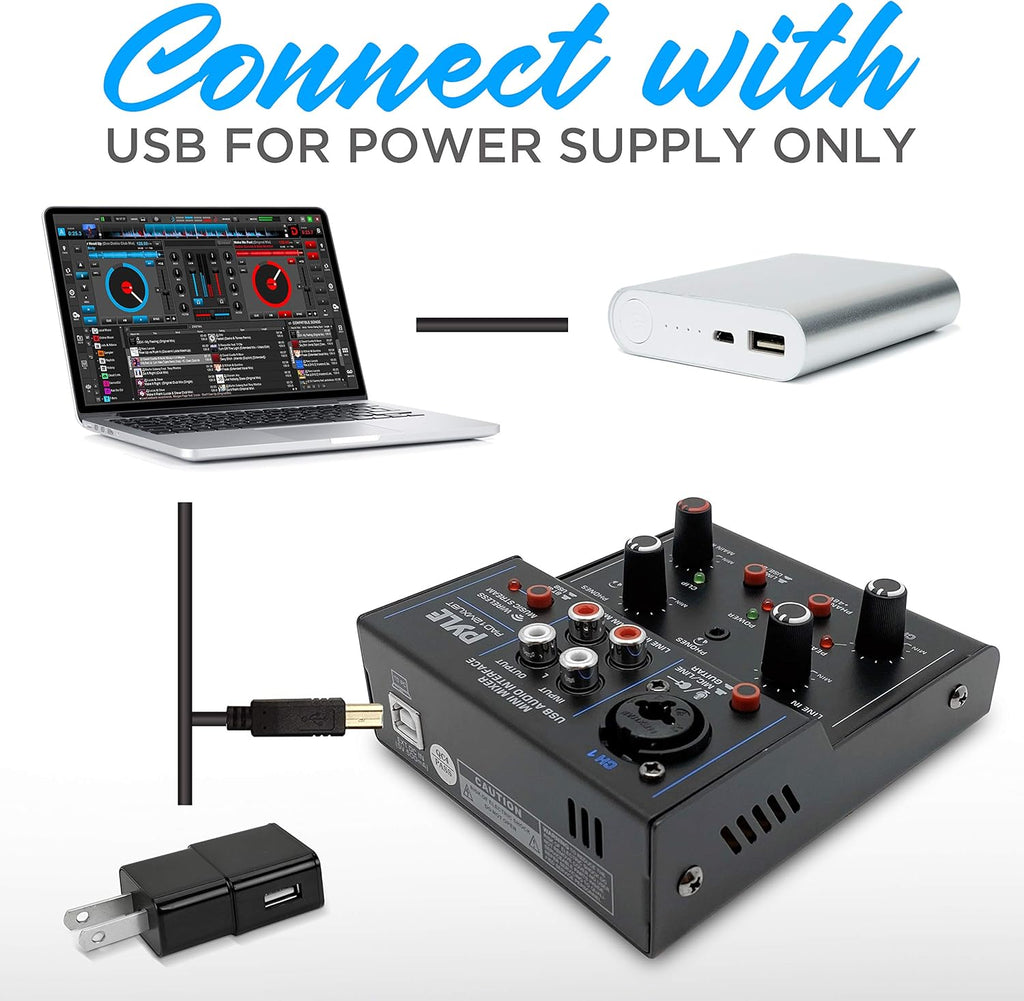 2-Channel Bluetooth DJ Controller Sound Mixer with USB Audio Interface R900634