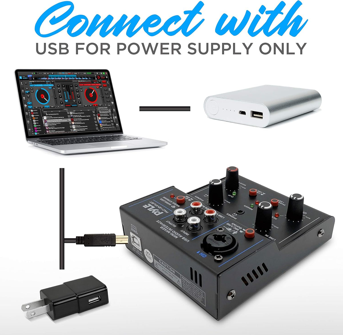 2-Channel Bluetooth DJ Controller Sound Mixer with USB Audio Interface R900634