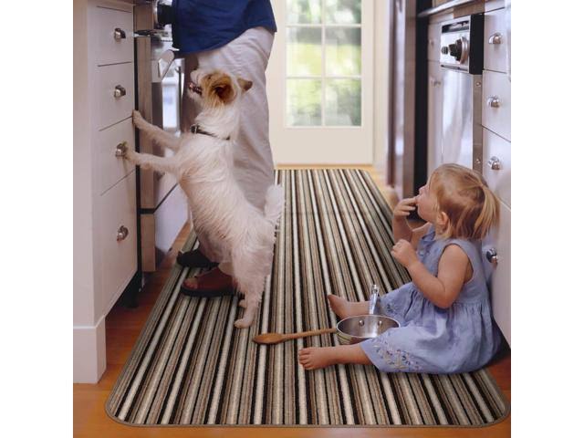 Mocha Brown Stripe Skid-Resistant Carpet Runner 8 ft. x 36 in. R255715