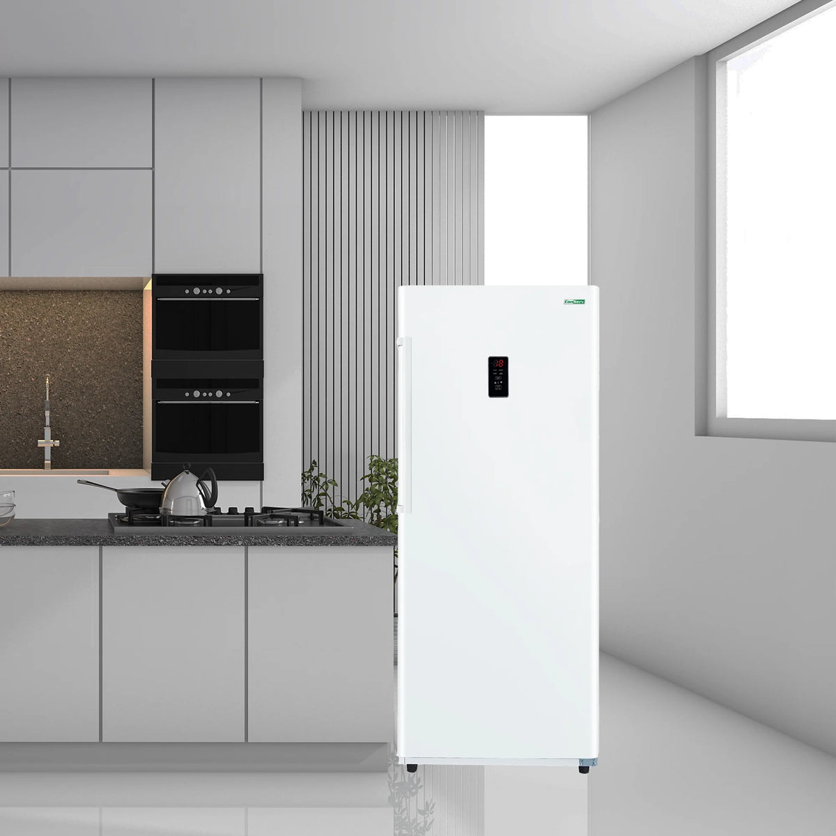 17 cu. ft Convertible Upright Freezer/Refrigerator in White with Reversible Door F8003