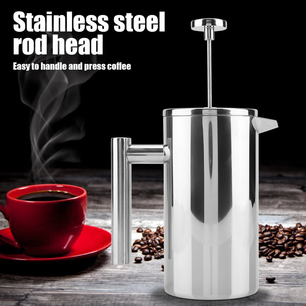 Double Walled Stainless Steel French Press Coffee Maker with Filter D9485