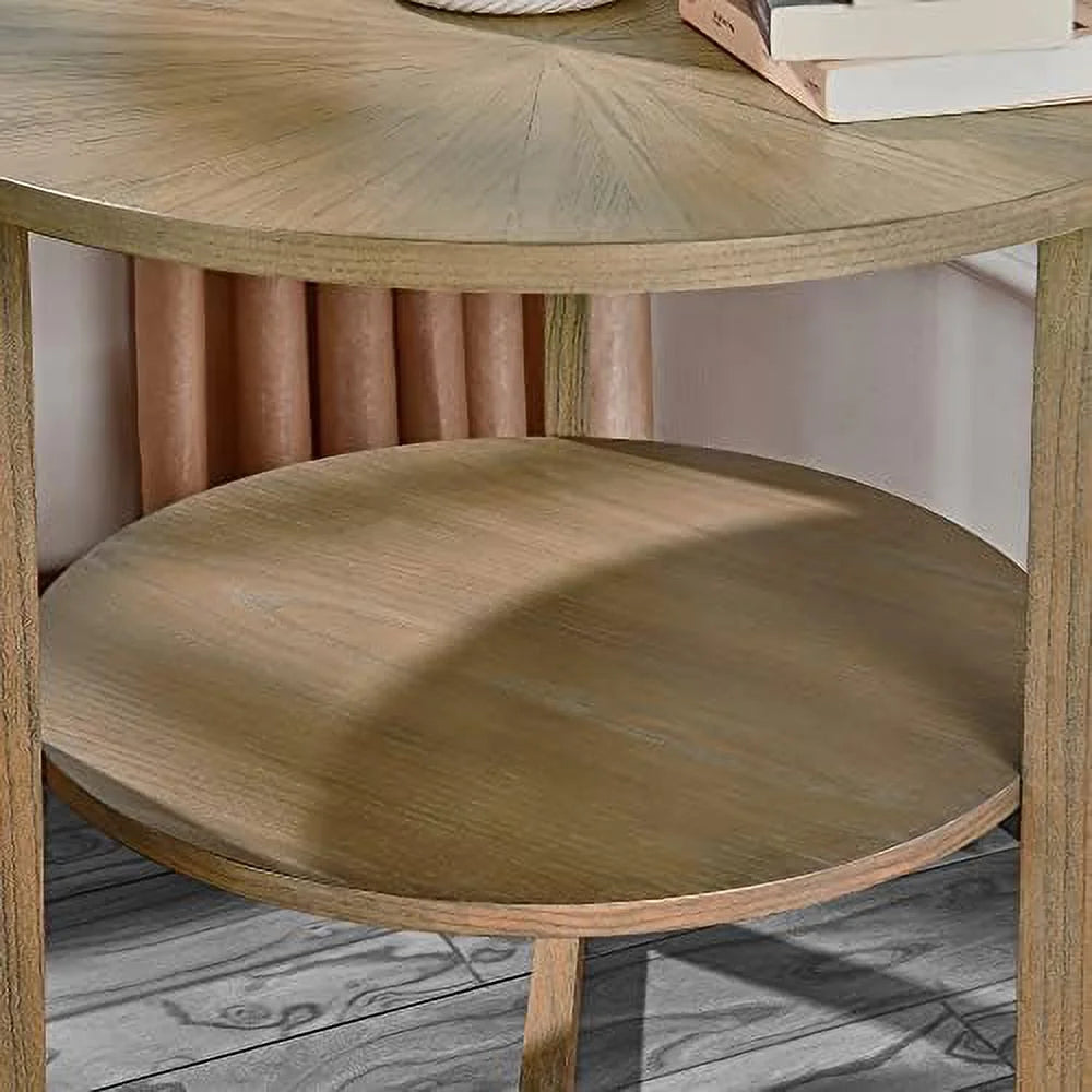 Round 2-Tier Solid Wood Coffee Table O828531