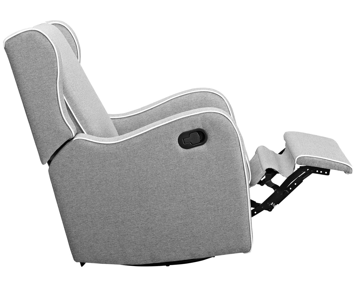 Gray Fabric Upholstered Swivel Gliding Recliner Q9918