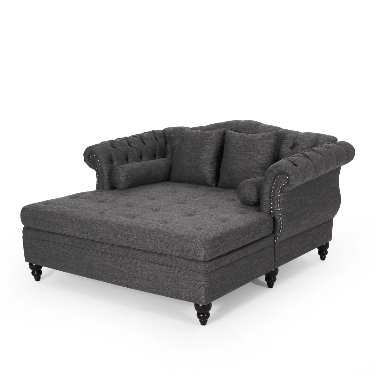 Dark Brown and Charcoal Tufted Chaise Lounge Y833140