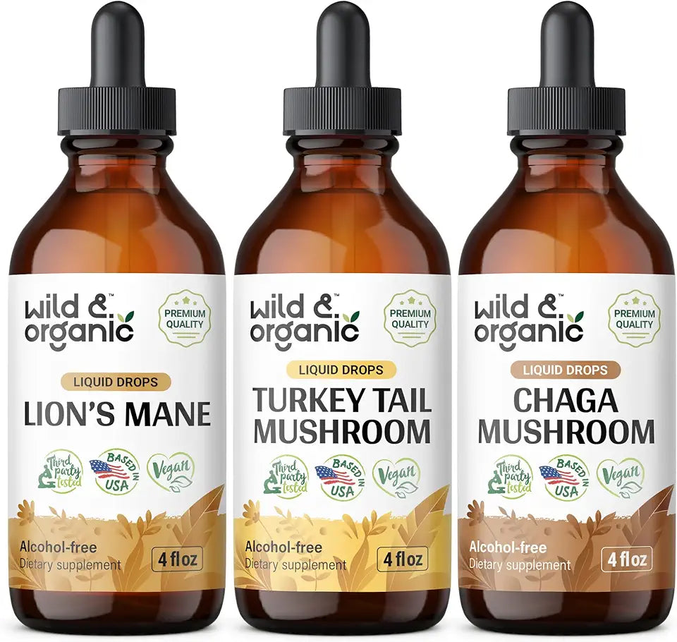 Lion's Mane, Turkey Tail & Chaga Mushroom Tinctures X967613