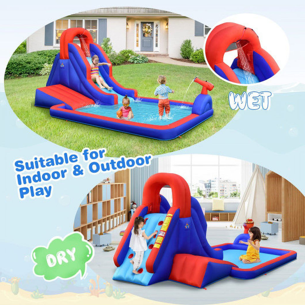 5-in-1 Inflatable Water Slide with Climbing Wall Y972465