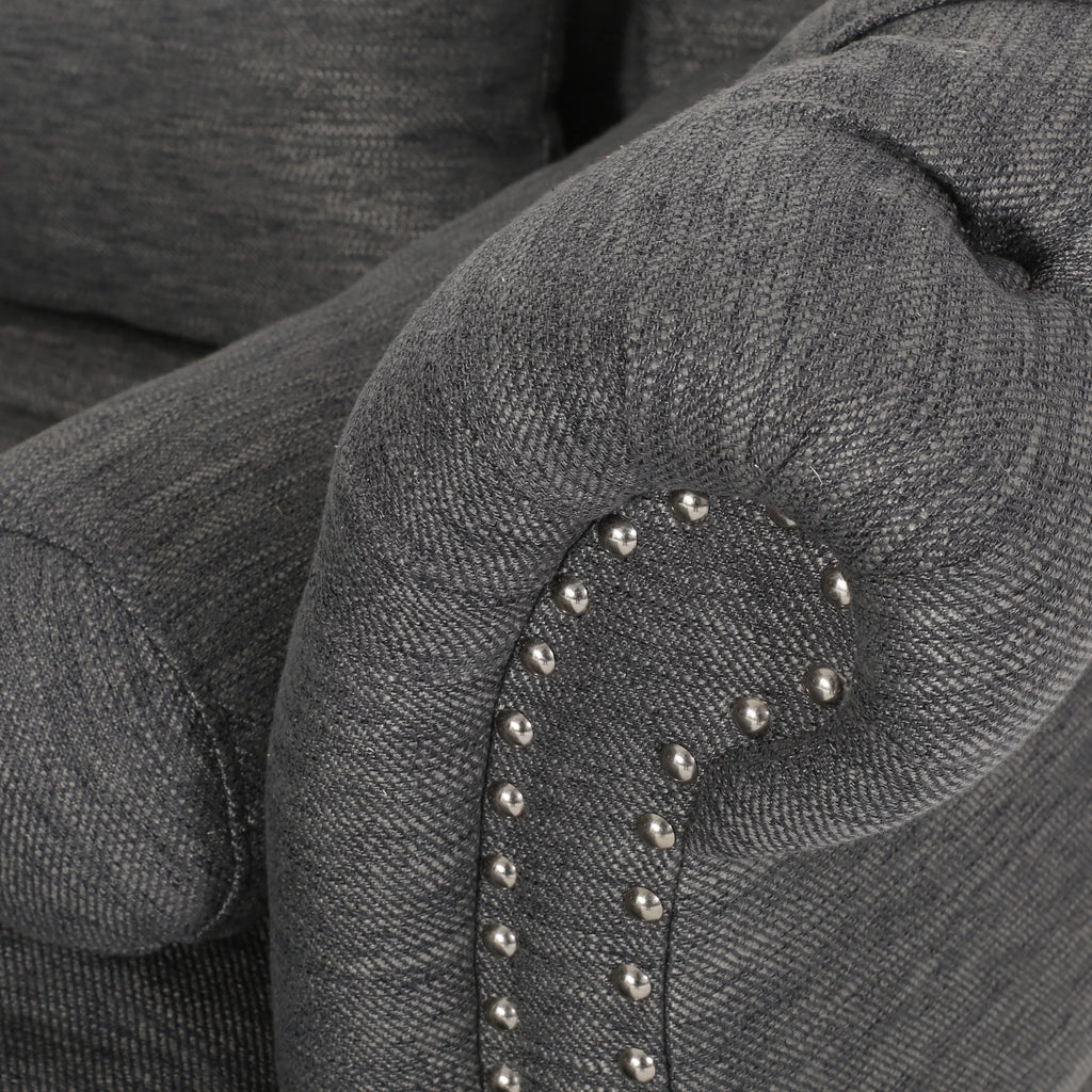 Dark Brown and Charcoal Tufted Chaise Lounge Y833140