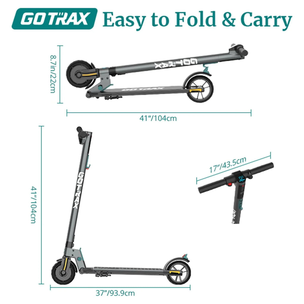 Foldable Electric Scooter with 6 Tires, 200W 12mph, Gray H1866