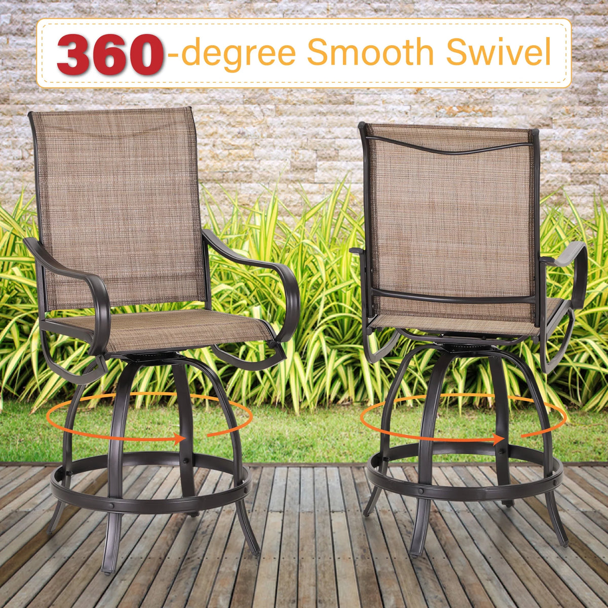 3 Pieces Patio Metal Bar Stools and Table Set L9975