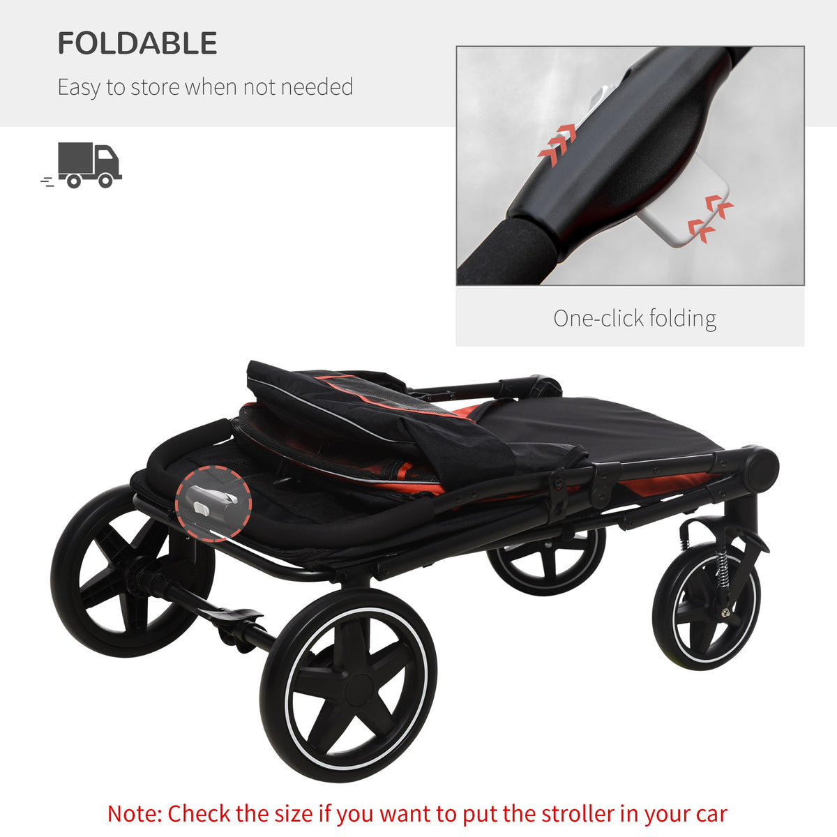 Gray Foldable Pet Stroller with 2 Safety Lashes Y122