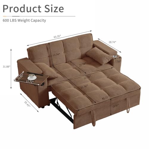 White Corduroy Sleeper Chair Bed with USB Port M577173