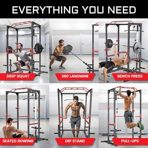Power Cage Squat Rack with LAT Pulldown 800 lb Capacity L14770