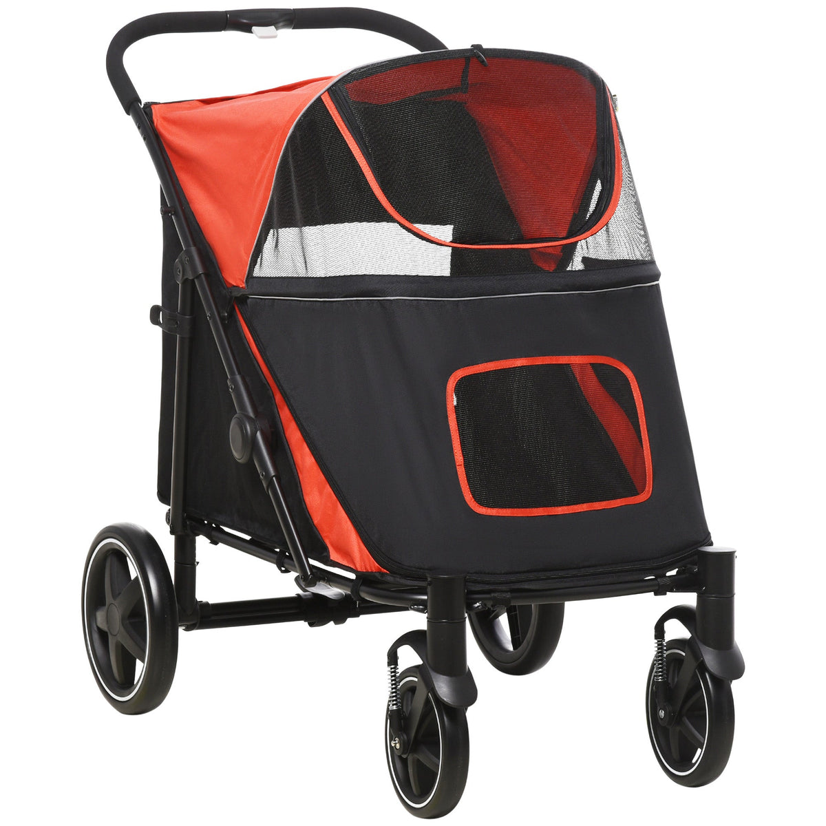 Gray Foldable Pet Stroller with 2 Safety Lashes Y122