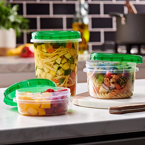6 Pack 16 oz Green Plastic Food Storage Containers with Screw on Lid Z726