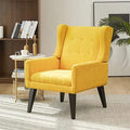 Yellow Upholstered Fabric Wingback Accent Chair S8222