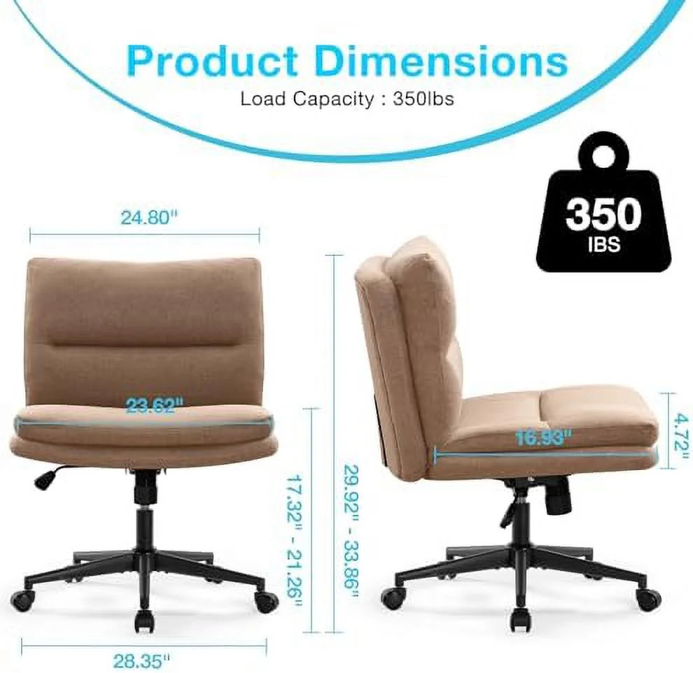 Armless Fabric Padded Office Chair with Wheels R466641