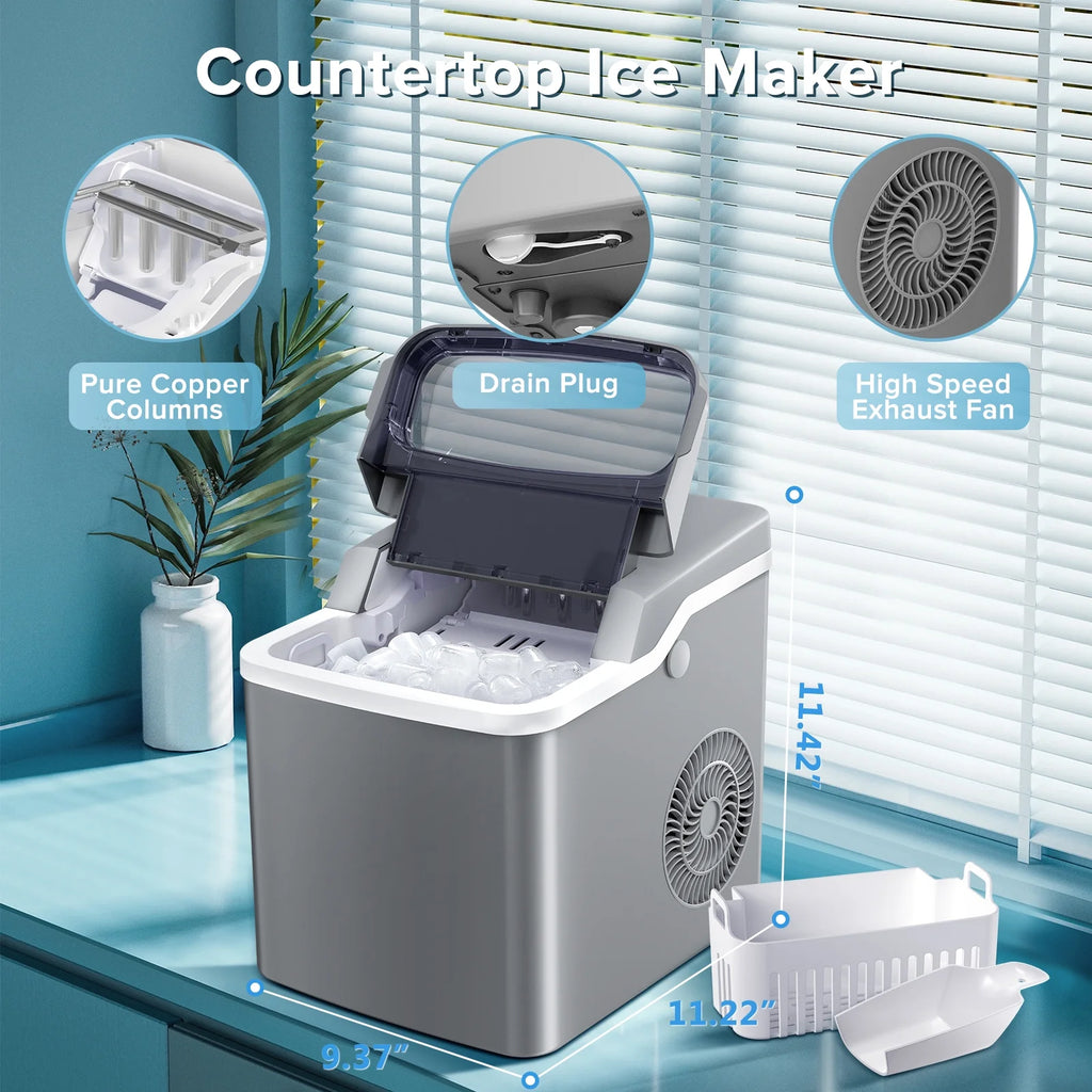 Portable Countertop Ice Maker with Ice Scoop and Basket B5764