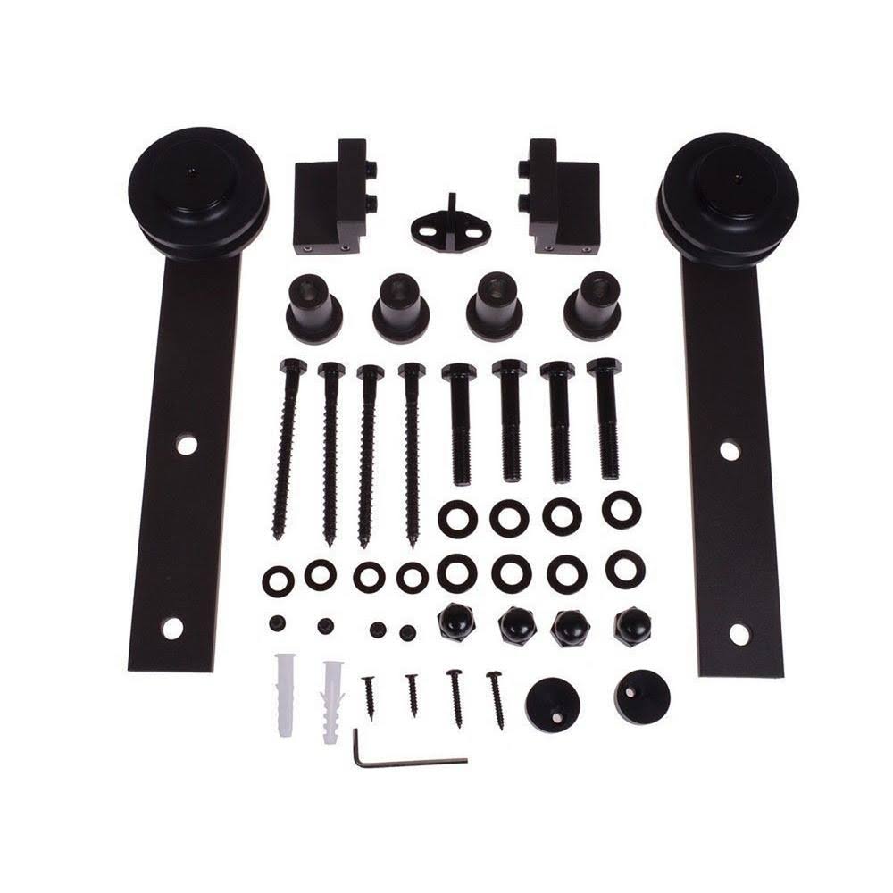 72 in. Matte Black Sliding Door Track and Hardware Set Y3333