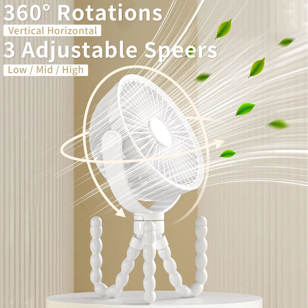 Portable Battery Operated Clip on Fan with Flexible Tripod White U106506