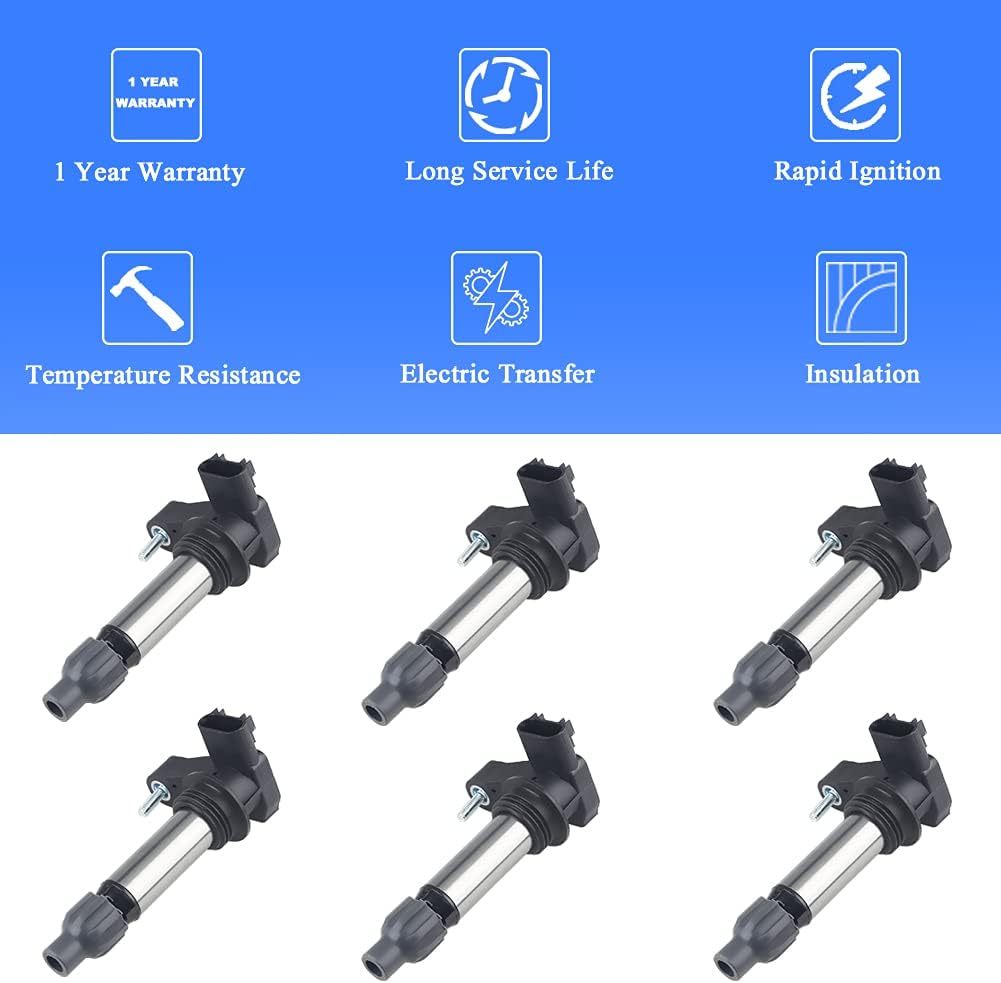 Ignition Coil Pack of 6 for V6 3.0L 3.2L 3.6L J853